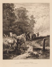 The Returning Herd, c. 1885. Creator: Peter Moran (American, 1841-1914)