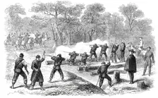 The Revolution in Naples - charge of Neapolitan cavalry on the national troops before Capua..., 1860 Creator: Unknown