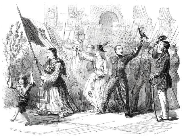 The Revolution in Naples - street scene in Naples the day after the arrival of Garibaldi..., 1860. Creator: W Thomas.