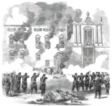 The Revolution in Sicily - massacre of people by the royal troops at...Palermo..., 1860. Creator: Unknown