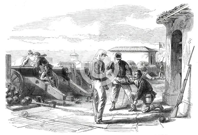 The Revolution in Sicily - discovery of a train leading to the powder magazine at the fort..., 1860. Creator: F. J. S..