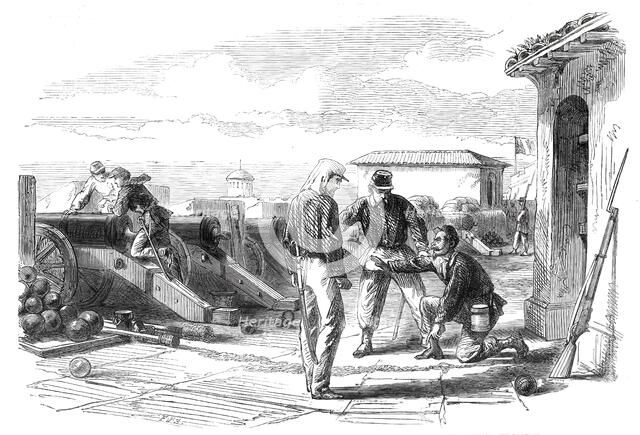 The Revolution in Sicily - discovery of a train leading to the powder magazine at the fort..., 1860. Creator: F. J. S..