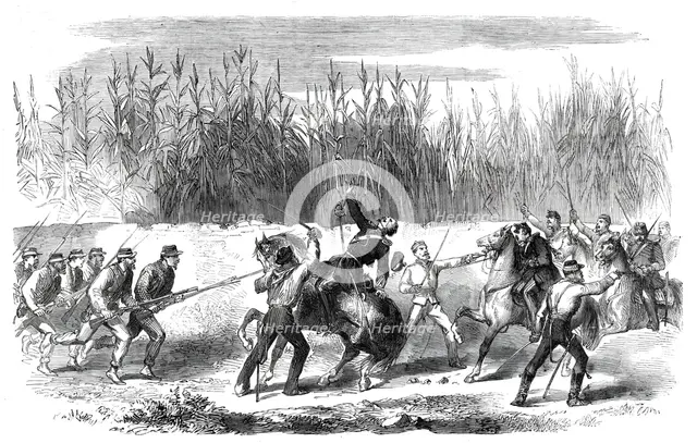 The Revolution in Sicily - Garibaldi cutting down the captain of the Neapolitan cavalry... 1860. Creator: Unknown.