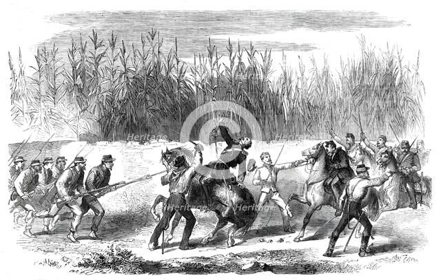 The Revolution in Sicily - Garibaldi cutting down the captain of the Neapolitan cavalry... 1860. Creator: Unknown.