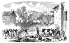The Revolution in Sicily - Sicilian skirmishers attacking the advanced posts of the..., 1860. Creator: Unknown