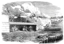The Revolution in Sicily - the Fight at the Bridge of Melazzo - from a sketch by T. Nast, 1860. Creator: Unknown