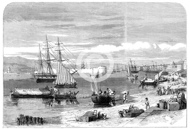 The Revolution in Sicily - the people relanding with their chattels at Messina..., 1860. Creator: Richard Principal Leitch.