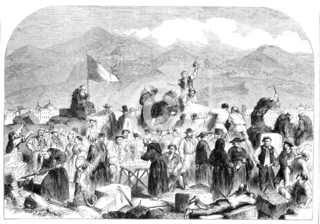 The Revolution in Sicily - the Sicilians demolishing the Fort of Castellamare at Palermo..., 1860. Creator: Unknown.