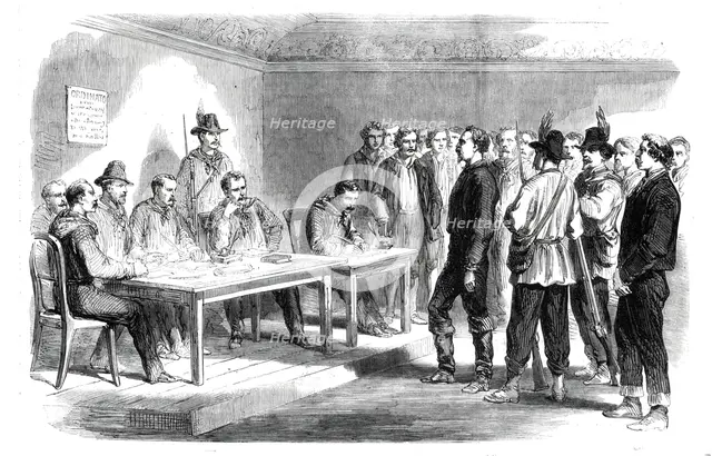 The Revolution in Sicily - trial of the supposed brigand chief, Santomeli, by a council of..., 1860. Creator: Unknown.