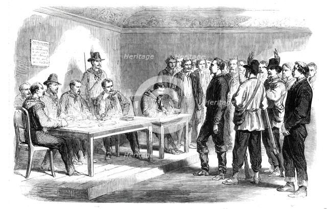 The Revolution in Sicily - trial of the supposed brigand chief, Santomeli, by a council of..., 1860. Creator: Unknown.