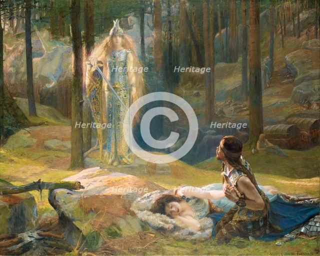 The Revelation. Brunhilde Seeing Siegmund And Sieglinde, 1893. Artist: Bussière, Gaston (1862-1928)