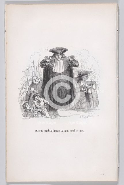 The Reverend Fathers from The Complete Works of Béranger, 1836. Creator: Theodore Maurisset.