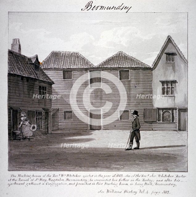 The Reverend Whitaker's meeting house, Long Walk, Bermondsey, London, c1828. Artist: John Chessell Buckler