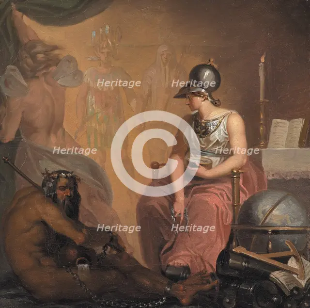 The Revival of Learning, the Invention of Printing and Gunpowder and the Discovery of America, 1784. Creator: Nicolai Abraham Abildgaard.
