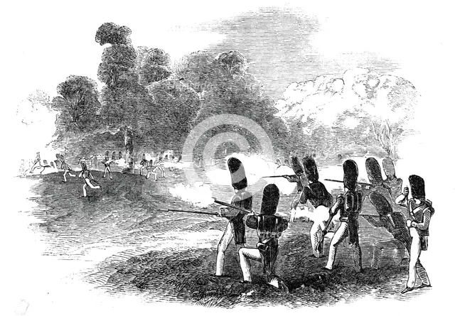 The Review - a skirmishing party, 1845. Creator: Unknown.