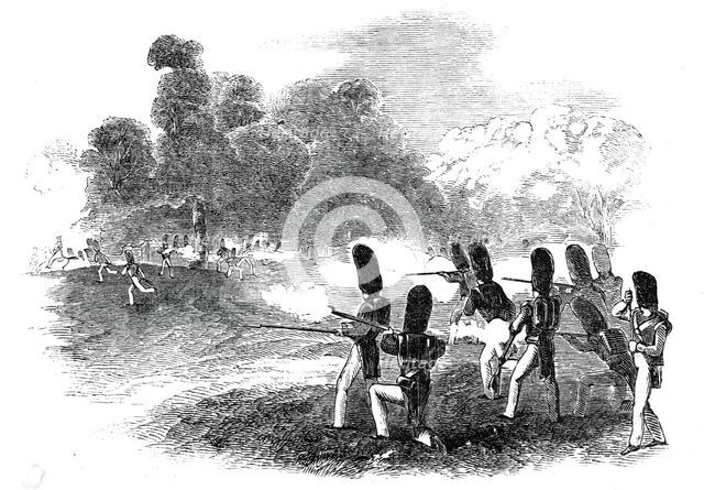 The Review - a skirmishing party, 1845. Creator: Unknown.