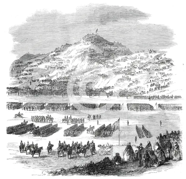 The Review by Her Majesty of Rifle Volunteers at Edinburgh: view looking towards..., 1860. Creator: Unknown.
