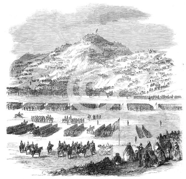 The Review by Her Majesty of Rifle Volunteers at Edinburgh: view looking towards..., 1860. Creator: Unknown.