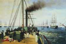 The review of the Baltic Fleet by the Emperor Nicholas I on the steamer Nevka, 1850-1860s