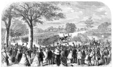 The Review of Lancashire Rifle Volunteers in Knowsley Park..., 1860. Creator: Unknown