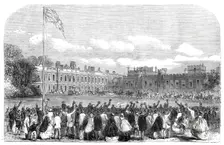 The Review of Lancashire Rifle Volunteers in Knowsley Park - the Earl and Countess of..., 1860. Creator: Unknown