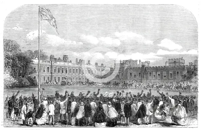 The Review of Lancashire Rifle Volunteers in Knowsley Park - the Earl and Countess of..., 1860. Creator: Unknown.