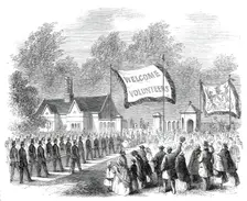 The Review of Lancashire Rifle Volunteers in Knowsley Park - Huyton Lodge Volunteers..., 1860. Creator: Unknown