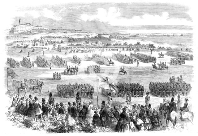 The Review of Rifle Volunteers by the Queen at Edinburgh - the Troops marching past Her Majesty,1860 Creator: Unknown.