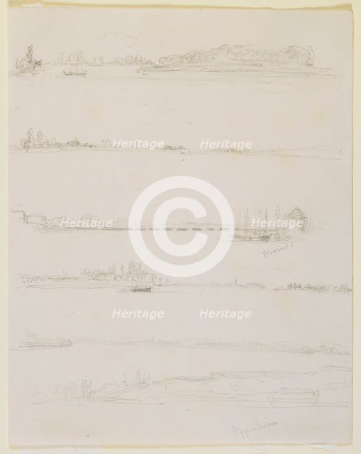 The Rhine , near Worms and Oppeheim, 1858. Creator: James Abbott McNeill Whistler.