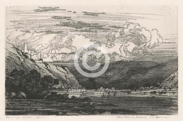 The Rhine, below St. Goar, c. 1915. Creator: George Elbert Burr.