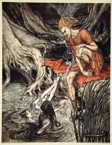The Rhine's pure gleaming children told me of their sorrow 1910. Creator: Arthur Rackham