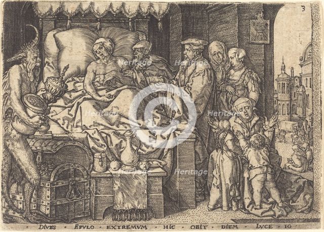 The Rich Man on His Death Bed, 1554. Creator: Heinrich Aldegrever.