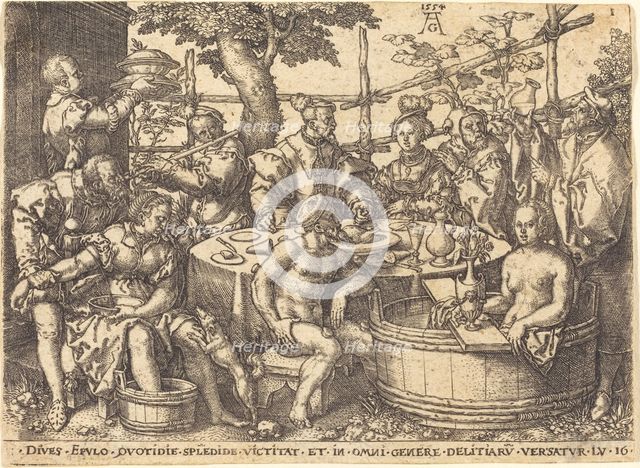 The Rich Man at the Table, 1554. Creator: Heinrich Aldegrever.
