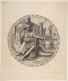 The Rich Man Playing Violin on a Jaw Bone, ca. 1568. Creator: Jan Wierix