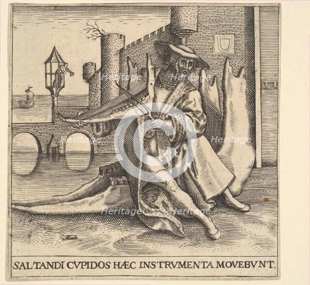 The Rich Man Playing Violin on a Jaw Bone. Creator: Johann Theodor de Bry.