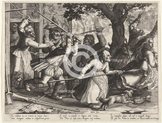 The rich people hunted out of their homes by armed peasants. From the Series Boereverdriet (Horrors