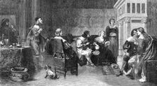 "The Rich Widow", by D. W. Wynfield, in the Exhibition of the Royal Academy, 1869. Creator: H. Harrall