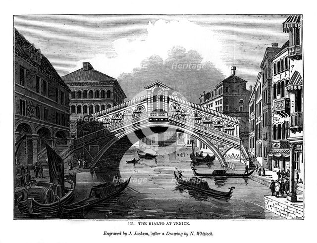 The Rialto at Venice, 1843. Artist: J Jackson