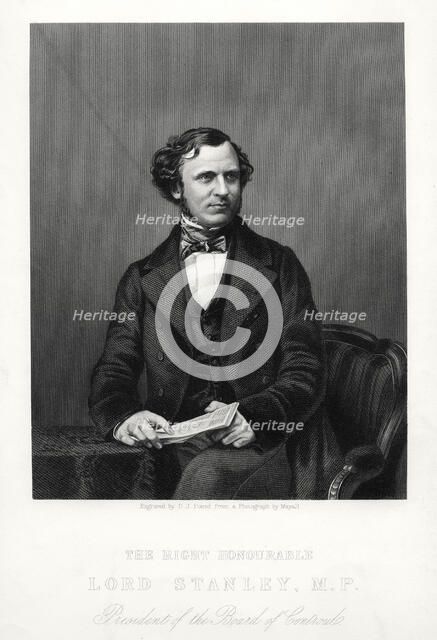 The Right Honourable Edward Henry Stanley, 15th Earl of Derby, British statesman, c1880.Artist: DJ Pound