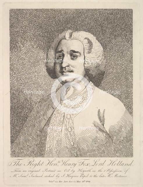 The Right Honorable Henry Fox, Lord Holland, May 19, 1782. Creator: Joseph Haynes.