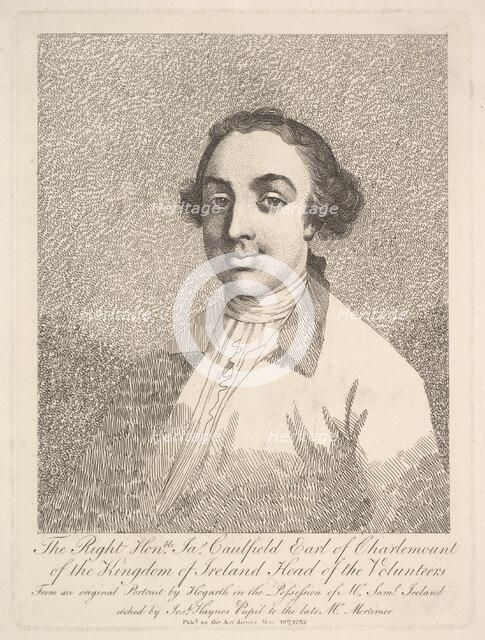 The Right Honorable James Caulfield, Earl of Charlemount of the Kingdom of Irela..., March 19, 1782. Creator: Joseph Haynes.