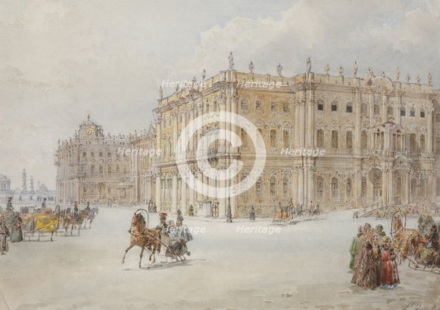 The ride of Emperor Nicholas I through the palace square, 1843.