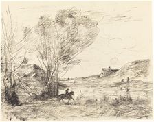 The Rider in the Reeds (Le Cavalier dans les roseaux), 1871. Creator: Jean-Baptiste-Camille Corot
