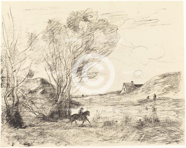 The Rider in the Reeds (Le Cavalier dans les roseaux), 1871. Creator: Jean-Baptiste-Camille Corot.