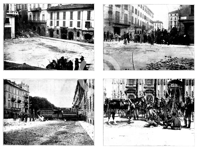 The Riots in Italy: street scenes in Milan, 1898. Creator: Unknown.