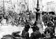 The Riots in Italy: street scenes in Milan - the Cavalry in front of the Duomo, 1898. Creator: Unknown