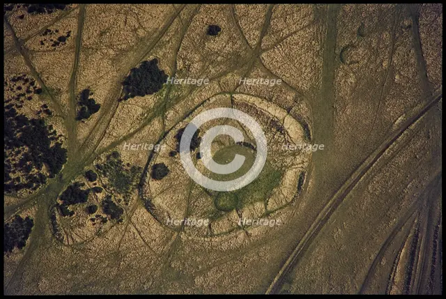 The Ring oval enclosure earthwork on Cleeve Common, Cleeve Hill, Gloucestershire, 1971. Creator: Jim Hancock.
