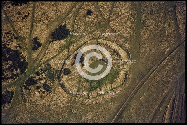The Ring oval enclosure earthwork on Cleeve Common, Cleeve Hill, Gloucestershire, 1971. Creator: Jim Hancock.