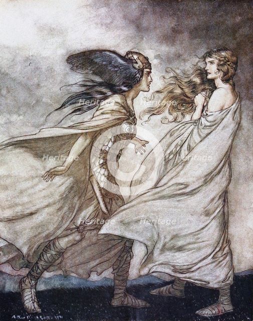 The ring upon thy hand. Illustration for Siegfried and The Twilight of the Gods by Richard Wagner, Artist: Rackham, Arthur (1867-1939)