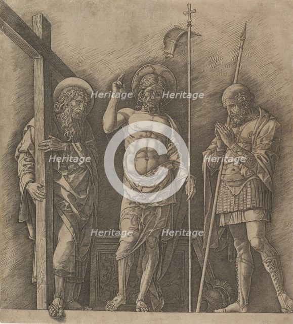The Risen Christ between Saint Andrew and Saint Longinus, ca. 1472. Creator: Andrea Mantegna.